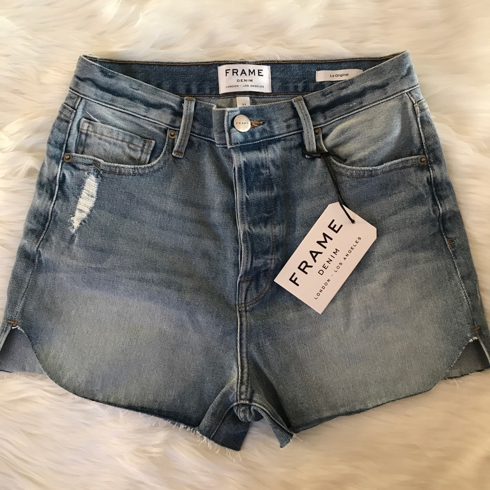 FRAME Le Original High Rise Denim Shorts Tulip Hem